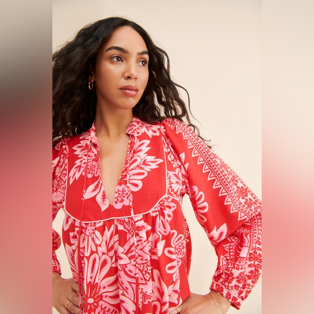 Farm Rio Flora Tapestry Long Sleeve Mini Dress - Picture 4 of 7
